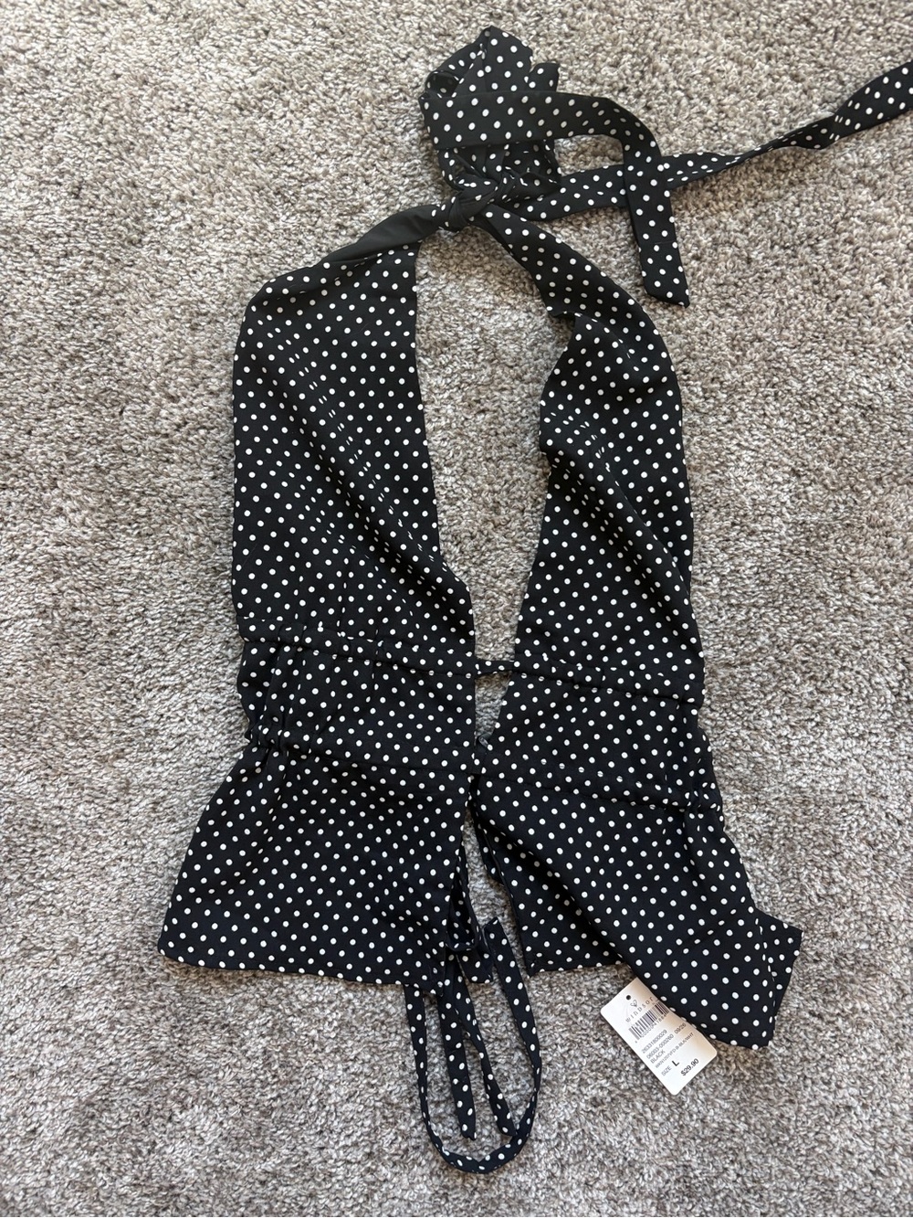 Windsor Black and White Polka Dot Halter  Top backless